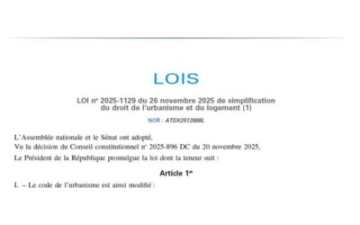 Loi 2025-1129 de simplification du droit de l’urbanisme et du logement.